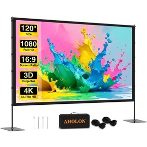 Outdoor Projector Screen with Stand - 120 inch Portable Projector Screens Indoor Outdoor Projector Screen 16:9 4K - 1 of 4