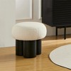 OUTSUPPLY Mushroom Stool, Lamb Wool Seat with Walnut Veneer PVC Base, Compact Footstool for Living Room, Nursery & Entryway - 3 of 4