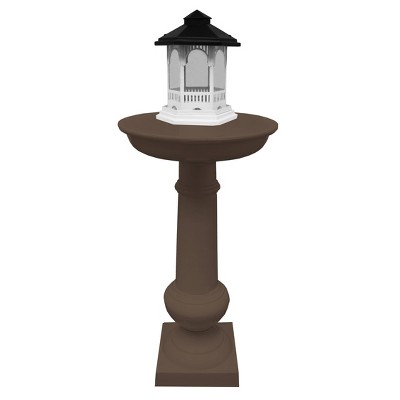 Modern Brown Cast Aluminum Bird Bath and Feeder Combo