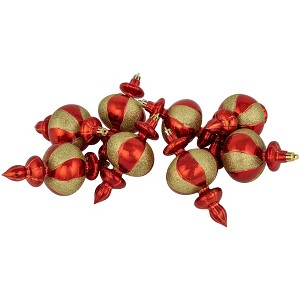 Northlight 8ct Red and Gold Shatterproof Finial Christmas Ornaments, 6" - 1 of 4