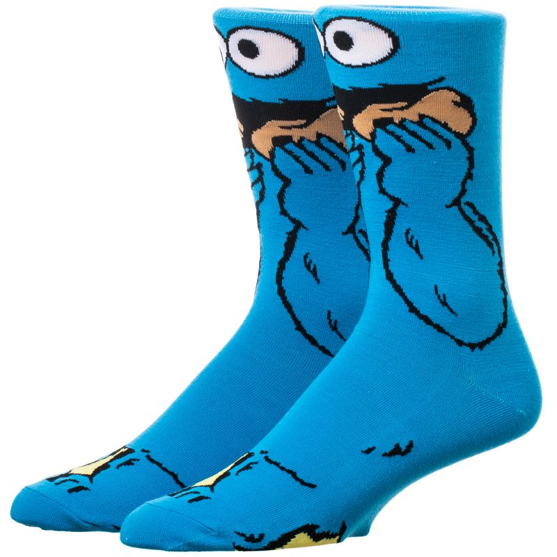 Sesame Street Cookie Monster 360-Degree Graphic Print Crew Socks for Men, 1 of 4