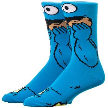 Sesame Street Cookie Monster 360-Degree Graphic Print Crew Socks for Men