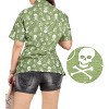 LA LEELA Women's Cotton Scary Blouse Button Down Tops Dress Shirt Short Sleeve Halloween Costumes Vintage Shirts - 2 of 4