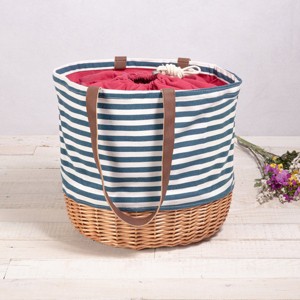 Picnic Time Coronado Canvas and Willow Basket Tote - 1 of 4
