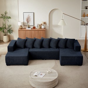Chenille Sectional Sofa Set with Plush Seating and Fixed Cushions for Versatile Use in Living Room, Bedroom, and Office - 1 of 4