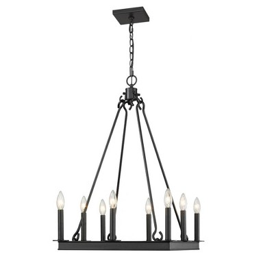 Barclay Minimalist Matte Black Square Candle Chandelier