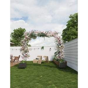 Garden Arch Trellis with Planter Boxes, Outdoor Archway w/Wheels for Climbing Planters, Heavy Duty Metal Arbor Pergola for Pathway Garden Yard Lawn - 1 of 4
