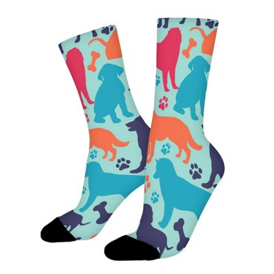Dog Women Printed Crew Socks Funny Funky Socks Soft Polyester Novelty Gifts for Artists Men