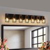 Industrial Vintage 7-Light Wall Sconce-Black Cage Wall Lighting Fixture with Wooden Accents for Bathroom, Hallway, or Living Room (Bulb Not Included) - 4 of 4