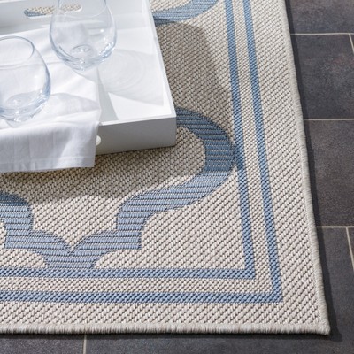 Blue Geometric Synthetic Washable Rectangular Area Rug