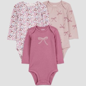 Carter's Just One You® Baby Girls' Bows Long Sleeve Bodysuit - Burgundy - 1 of 4