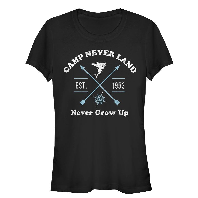 Juniors Womens Peter Pan Camp Neverland T-Shirt, 1 of 4