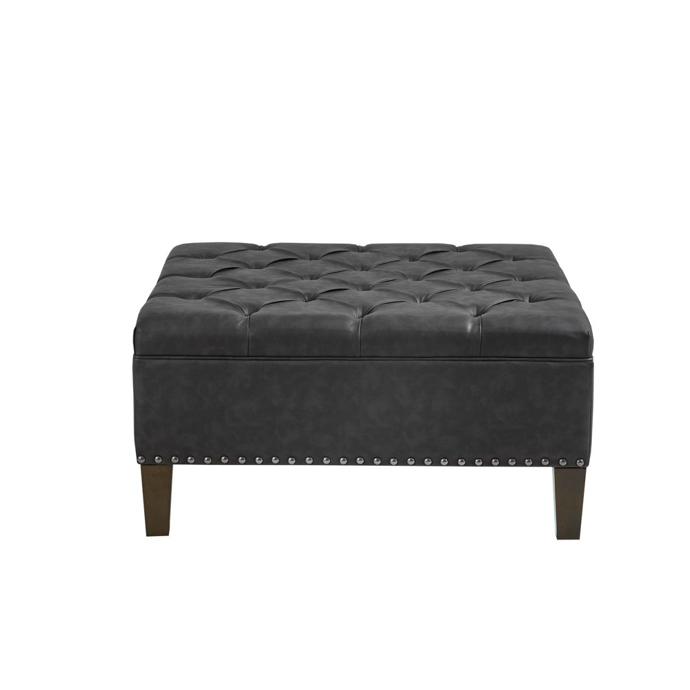 Photos - Pouffe / Bench Kylie Tufted Square Cocktail Ottoman Charcoal - Madison Park