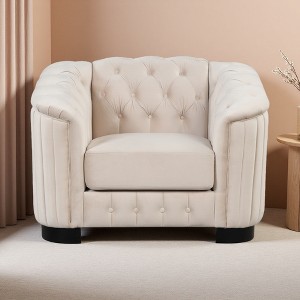 41.5" Velvet Modern Single Sofa Chair with Thick Removable Cushion - 1 of 4