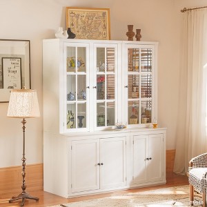 Merax Elegant Freestanding Diaplay Cabinet Set with Glass Doors - 1 of 4