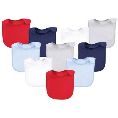 Hudson Baby Infant Boy Rayon from Bamboo Terry Bibs, Blue Red, One Size