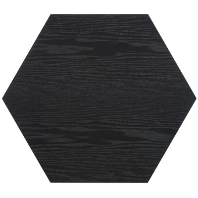 Danez Hexagonal Black and Natural Wood Cane Accent Table