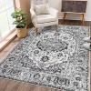 Acekool Washable Style Area Rug, Non Slip, Plush Low Pile, Vintage Medallion Print, Foldable, Blue Grey Tones, Multiple Sizes - 3 of 4