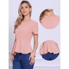 INSPIRE CHIC Women's Short Sleeve Round Neck Stretch Business Classic Peplum Top - 2 of 4