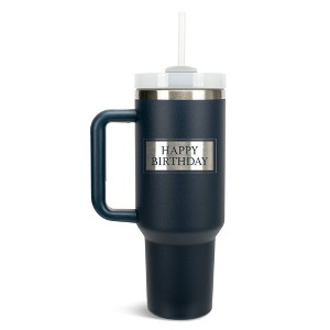 Elanze Designs Happy Birthday Banner Stamp 40 oz. Stainless Steel, Large Water Bottle Coffee Mug, Spill & Leak Resistant, Thermal Travel Tumbler with - 1 of 1