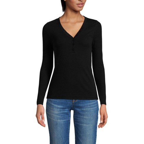 Lands' End Women's Drapey Rib Skimming Long Sleeve Henley - image 1 of 4