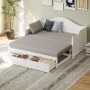 YONWAY Twin Size Wood Daybed with Extended Pop Up Trundle and Storage Drawers, Extendable Daybed, Wooden Sofa Bed for Living Room Guest Room - 2 of 4