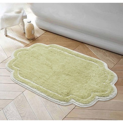 HOME WEAVERS INC Double Ruffle Off White Cotton 4-Piece Bath Rug