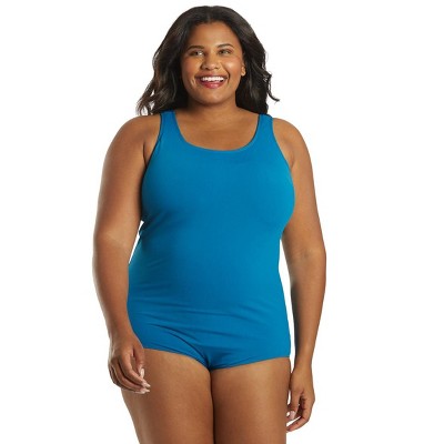 Sporti Sporti Plus Size HydroLast Chlorine Resistant Conservative Scoop Back One Piece Swimsuit Teal 18W
