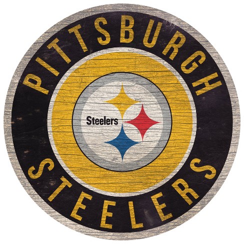 Nfl Pittsburgh Steelers Retro Circle Wooden Wall Art 12 Target