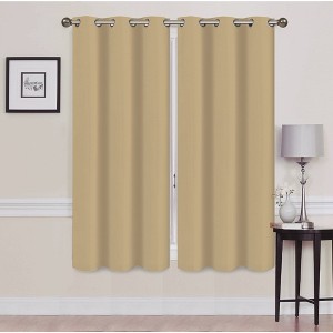 Solid Blackout Thermal Grommet Curtain Panels With Foam Backing (Set of 2) - 1 of 3