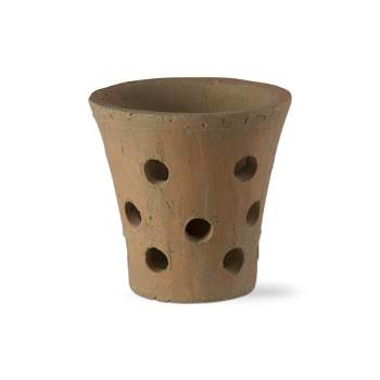 tagltd Orchid Pot Garden Planter For Flowers With Rustic Terracotta Finish