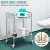 VEVOR Lab Rolling Cart, 2-Shelf Stainless Steel Rolling Cart, Lab Serving Cart with Swivel Casters, Dental Utility Cart,15.16"x21.57"x34.06" - 4 of 4