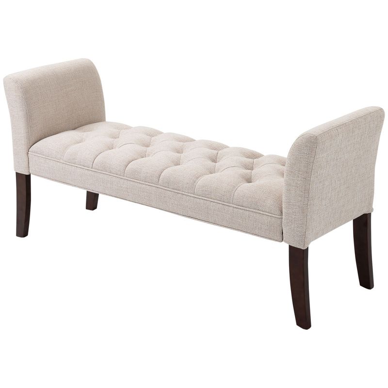 HOMCOM End of Bed Bench with Button Tufted Design, Upholstered Bench with Arms and Solid Wood Legs for Bedroom, 4 of 7