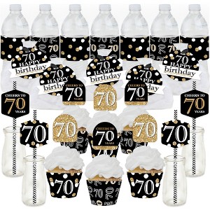 Big Dot of Happiness Adult 70th Birthday - Gold - Birthday Party Favors and Cupcake Kit - Fabulous Favor Party Pack - 100 Pieces - 1 of 4