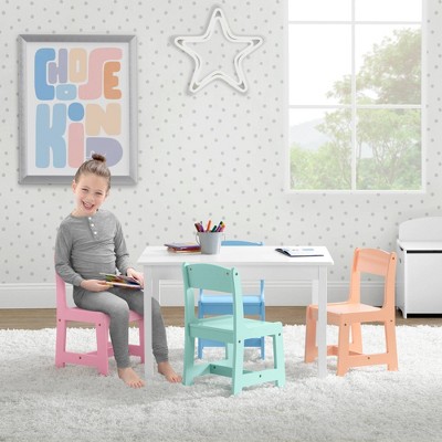 Bianca White Wooden Kids Table with Pastel Chairs Set