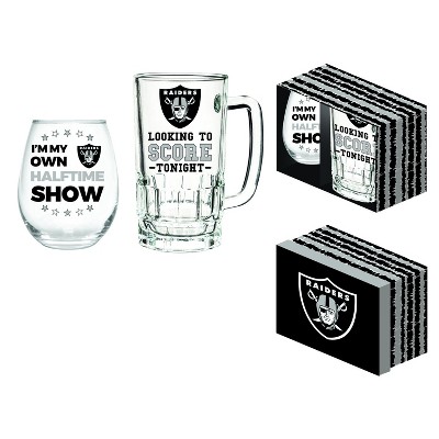 Las Vegas Raiders, Stemless 17OZ Wine & Beer 16 OZ  Gift Set