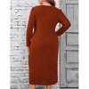 Women Plus Size Sweater Dress Sweetheart Collar Long Sleeve Casual Fall Winter Tunic Knit Midi Dress - 2 of 4