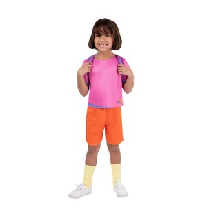 JazwaresDora the Explorer Girl's Deluxe Dora Halloween Costume Apparel Set 4pc - Pink Toddler - 1 of 3