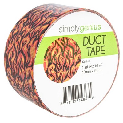 Simply Genius Pattern Duct Tape Heavy Duty, Craft Supplies for Adults, Single Roll 1.8 in x 10 yards, Colorful Tape for DIY (On Fire)