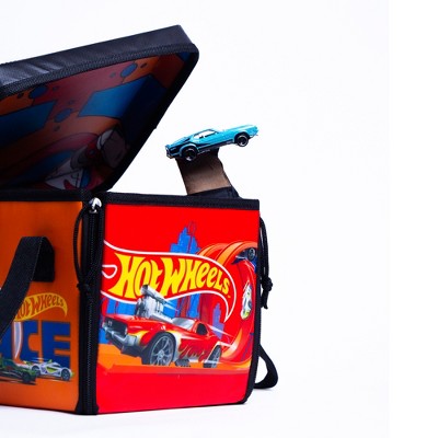 Hot Wheels ZipBin Orange Storage Case with Racetrack Playmat