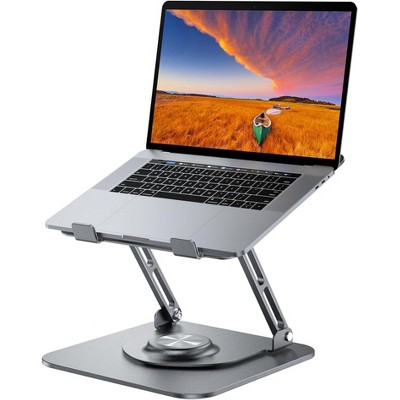 Attop Foldable & Portable Laptop Stand for Desk, Adjustable Computer Stand with 360° Rotating Base Laptop
