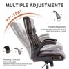 PU Leather Office Chair with Adjustable Flip-up Armrest,Lumbar Support, Strong Metal Base - 2 of 4