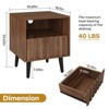 Bekrvio Mid Century Modern Fluted Coffee Table Nightstand,Walnut Coffee table and Side Table with Storage Drawers for Living Room - 4 of 4