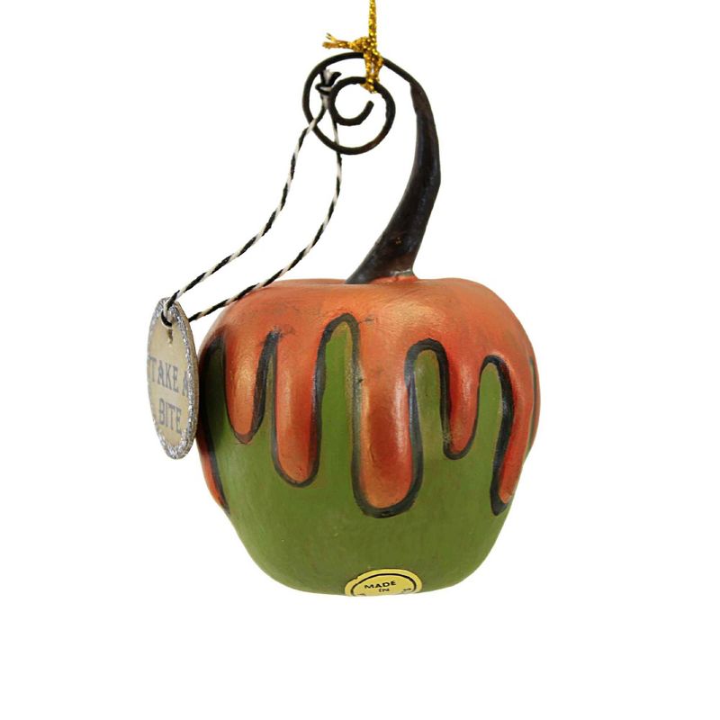 Bethany Lowe 3.5 Inch Green Apple With Orange Poison Halloween Ornament Place Card Holder Tree Ornaments, 3 of 4