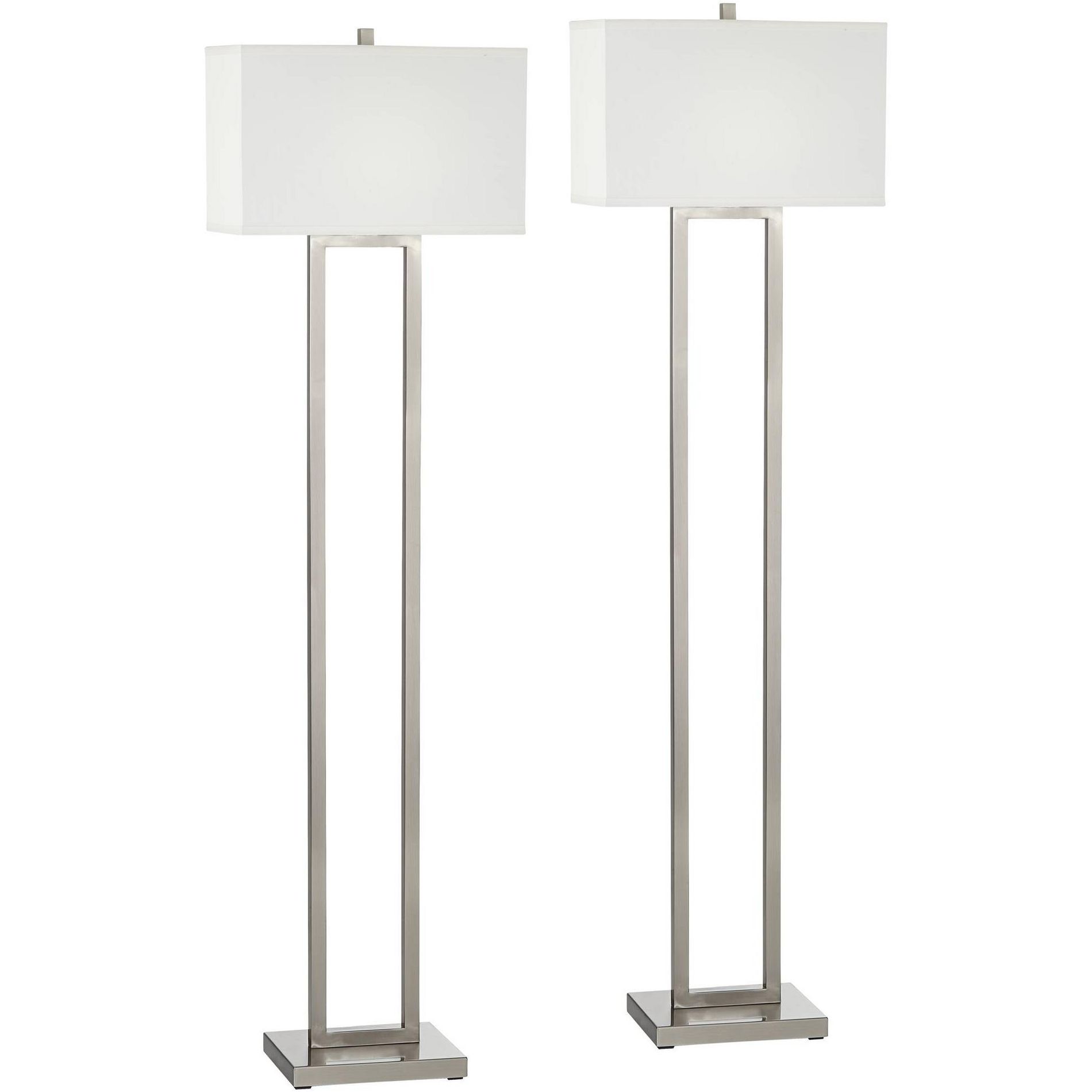 Possini Euro Design Possini Euro Duarte 61" Modern Satin Nickel Column Floor Lamp Set of 2
