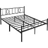 79.5"L x 59.5"W x 36"H Metal Platform Queen Bed Frame with Iron Art Headboard & Footboard Underbed Storage No Box Spring Needed 650lbs Capacity - 3 of 4