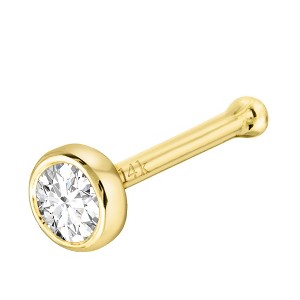 Jewelry Avalanche 22G 14K Gold Bezel-set Moissanite Ball-end Nose Stud - 1 of 4