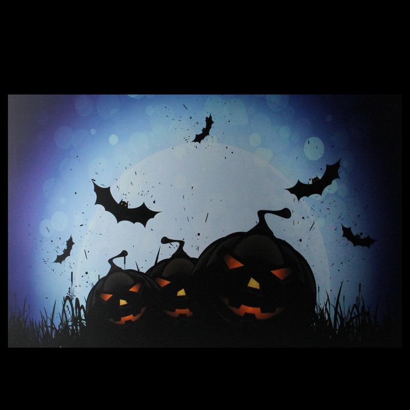 Northlight LED Lighted Jack-O-Lanterns and Bats Halloween Canvas Wall Art 23.5" x 15.5", 3 of 6