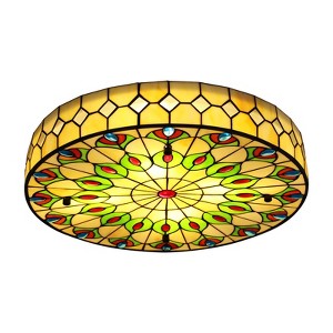 YIYIBYUS Classic Tiffany-style Flush Mount Ceiling Light with Stained Glass Shade - 1 of 4