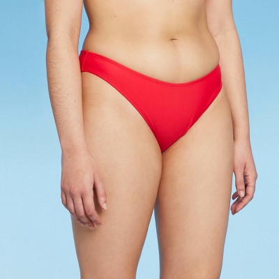 Women's Low-Rise Cheeky Hipster Bikini Bottom - Wild Fable™ Red Striped S